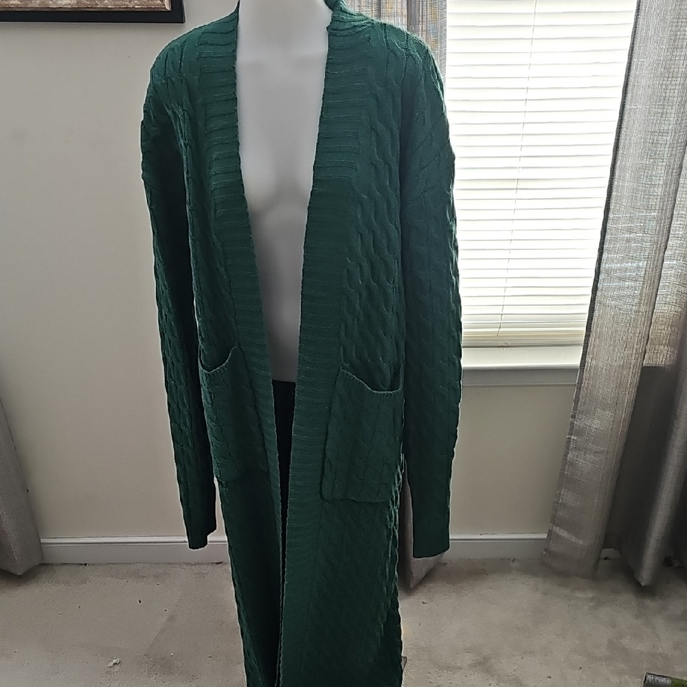 Source Unknown Green Long Cardigan